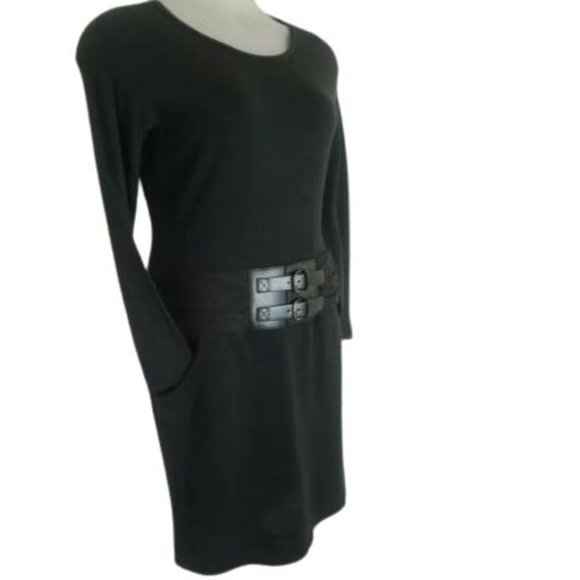 a.n.a. Belted Sweater Dress in Black - Picture 2 of 3